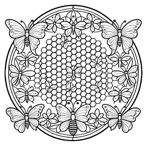 Bezauberndes Mandala mit zarten Schmetterlingen und filigranen Mustern Ausmalbild für träumerische Farbvirtuosen und kleine Meditierende