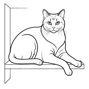 Stilvolle Britisch Kurzhaar Katze mit blauer Halsband Ausmalvorlage für junge Katzenliebhaber mit Sinn für Eleganz