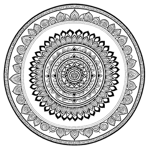 Öffentliches Mandala mit hypnotisierenden Spiralen und geometrischen Formen Ausmalbild für neugierige Forscher und kreative Entdecker