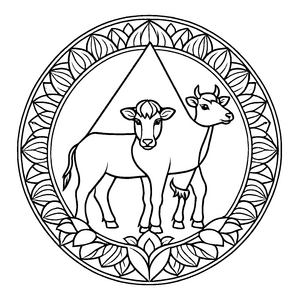 Bezauberndes Mandala mit zwei Ziegen und kunstvollen Details Ausmalmotiv für neugierige Künstler und kreative Träumer
