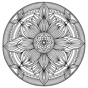 Fasziniertes Mandala mit hypnotisierenden Formen und eleganten Details Ausmalvorlage für mutige Farbmagier und träumerische Entdecker