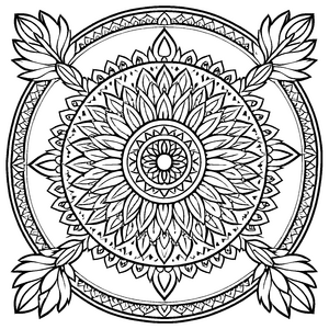 Bezauberndes Mandala mit komplexen Musterlichkeiten Ausmalmotiv für mutige Farbzauberer und kreative Entdecker