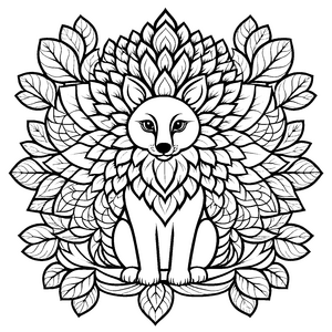 Majestätisches Mandala mit löwenförmigem Design Ausmalvorlage für tapfere Farbenfreunde und neugierige Entdecker