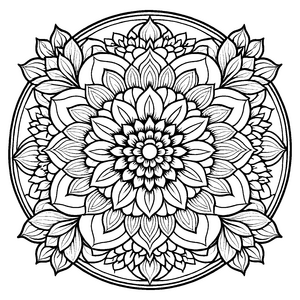 Fasziniertes Mandala mit hypnotisierenden Mustern Malvorlage für kreative Köpfe und kleine Meditationsfreunde