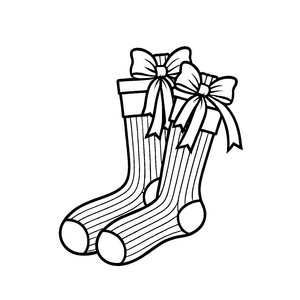 Drei gestreifte Socken mit zauberhaftem Bogen Malvorlage für kleine Trendsetter