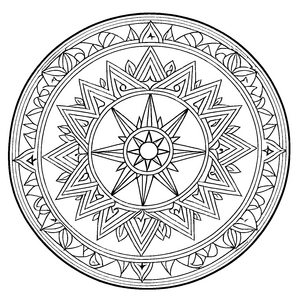 Strahlendes Mandala mit funkelnden Sternen Ausmalmotiv für inspirierte Farbkünstler und kleine Träumer