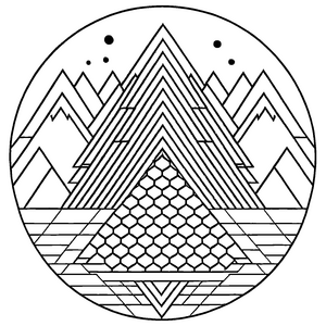 Traumhaftes Mandala mit geheimnisvollen Berglandschaften Ausmalmotiv für fantasievolle Entdecker und kreative Farbkünstler
