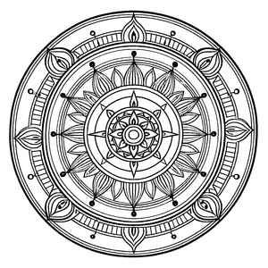 Kunstvolles Mandala mit inspirierenden geometrischen Formen Ausmalbild für junge Entdecker und kreative Träumer