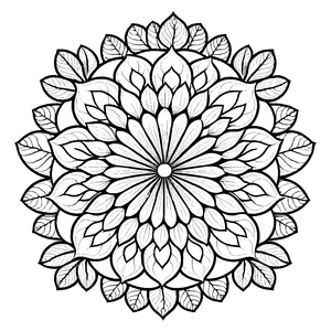 Fesselndes Mandala mit floralen Elementen und symmetrischem Muster Ausmalvorlage für fantasievolle Farbentdecker und kleine Kreativgenies