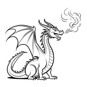 Rauchender Drache mit lustigem Detail Ausmalbild für kreative Köpfe