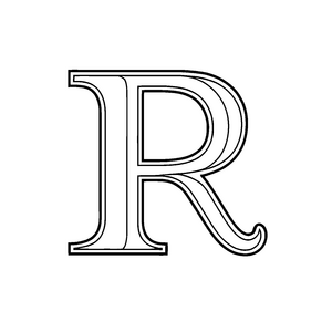 Kurvenreicher Buchstabe R in einzigartigem Design Ausmalvorlage für kleine Sprachkünstler