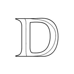 Fantasievoller Buchstabe D als Ausmalvorlage für neugierige Entdecker
