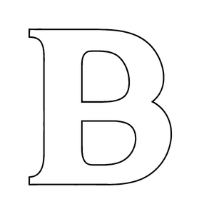 Fantasievoller Buchstabe B in charmantem Schwarz-Weiß Ausmalmotiv für neugierige Sprachabenteurer
