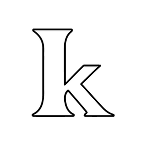 Stilisiertes K in eindrucksvoller Schwarz-Weiß Optik Ausmalvorlage für fantasievolle Schriftsteller