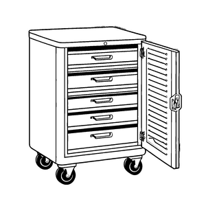 Klassischer Werkzeugschrank mit praktischen Schubladen Ausmalbild für geniale Entdecker und umweltbewusste Bastler