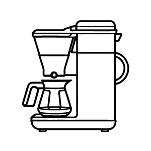 Praktische Kaffeemaschine mit schaumiger Tasse Malvorlage für kleine Kaffeezauberer