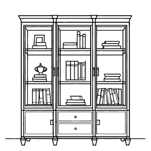 Kreatives Bücherregal mit vielen Schätzen Malvorlage für neugierige Künstlerinnen und Künstler