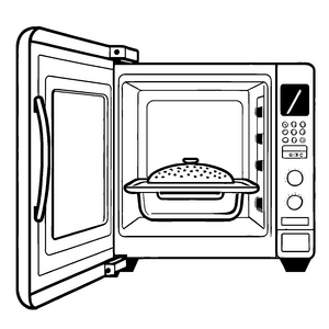 Mikrowelle mit sprudelnden Popcorn-Bällchen Malvorlage für abenteuerlustige Snack-Entdecker