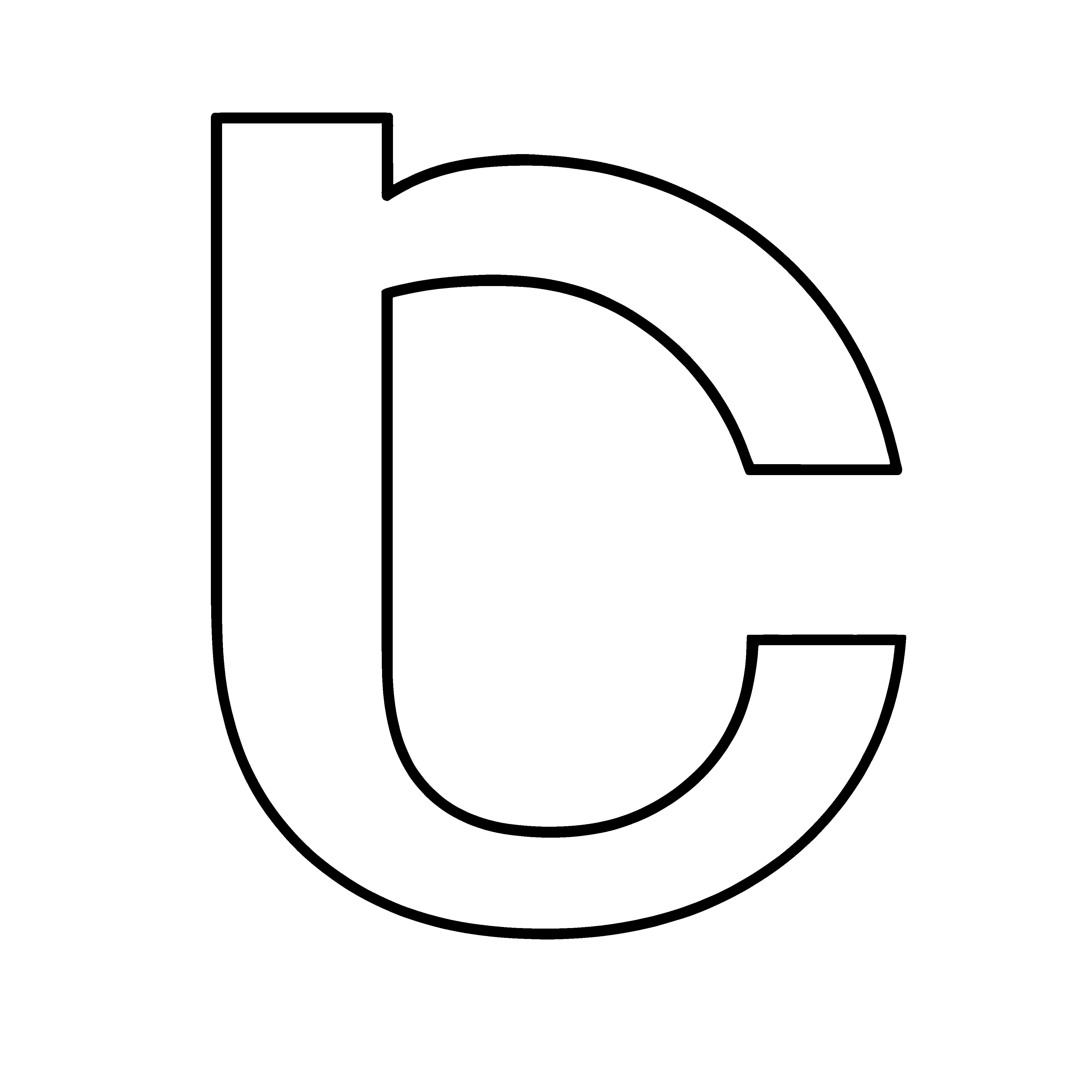 Einzigartiger Buchstabe C in klaren Konturen Ausmalbild für fantasievolle Schriftgestalter