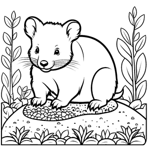 Charmanter Wombat zwischen bunten Steinen Ausmalbild für fantasievolle Tierfreunde