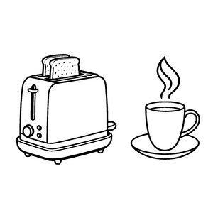 Verlockender Toaster mit frisch getoastetem Brot Ausmalmotiv für fantasievolle Frühstückshelden