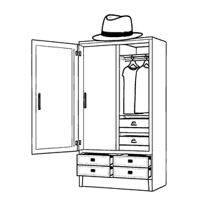 Faszinierender Hochschrank mit bunten Krawatten und Hut Ausmalvorlage für kleine Stil-Entdecker