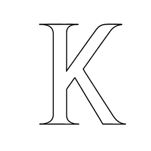 Schwarz-weißes K im modernen Design Ausmalbild für kleine Farbzauberer