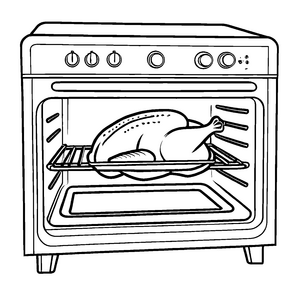 Schmackhafte Wahrheit eines Hähnchens im Backofen Ausmalbild für kleine Küchenforscher