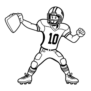 Faszinierender American Football Spieler mit Handschuh Ausmalvorlage für kreative Spielfreunde