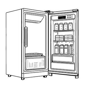 Lebhafter Gefrierschrank mit spritzigem Saft Ausmalvorlage für kreative Köstlichkeiten-Entdecker