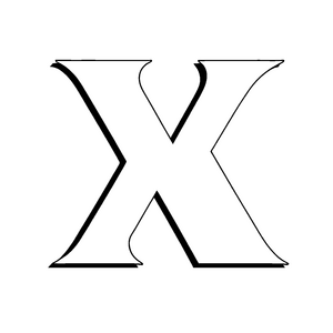 Magisches schwarz-weißes X in elegantem Design Ausmalmotiv für kreative Buchstabenfreunde