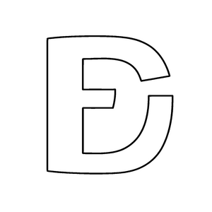 Einzigartiger Buchstabe E im funkelnden Design Ausmalvorlage für neugierige Wortakrobaten