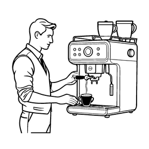 Espressomaschine mit frisch gemahlenen Bohnen Malvorlage für kleine Kaffeekünstler