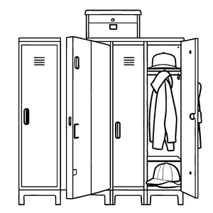 Faszinierender Kleiderschrank mit aufregenden Hüten und Jacken Ausmalbild für junge Modezauberer