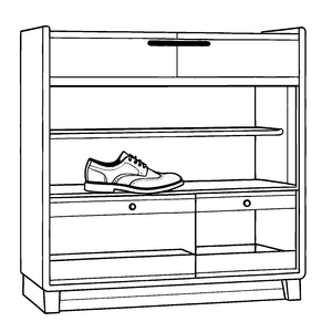 Stylischer Schuhschrank mit eleganten Sandalen Malvorlage für trendbewusste kleine Kreative