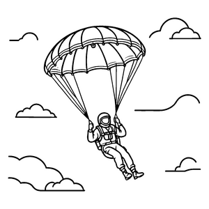 Schwebender Fallschirmspringer in wolkenlosem Himmel Malbild für wagemutige Entdecker