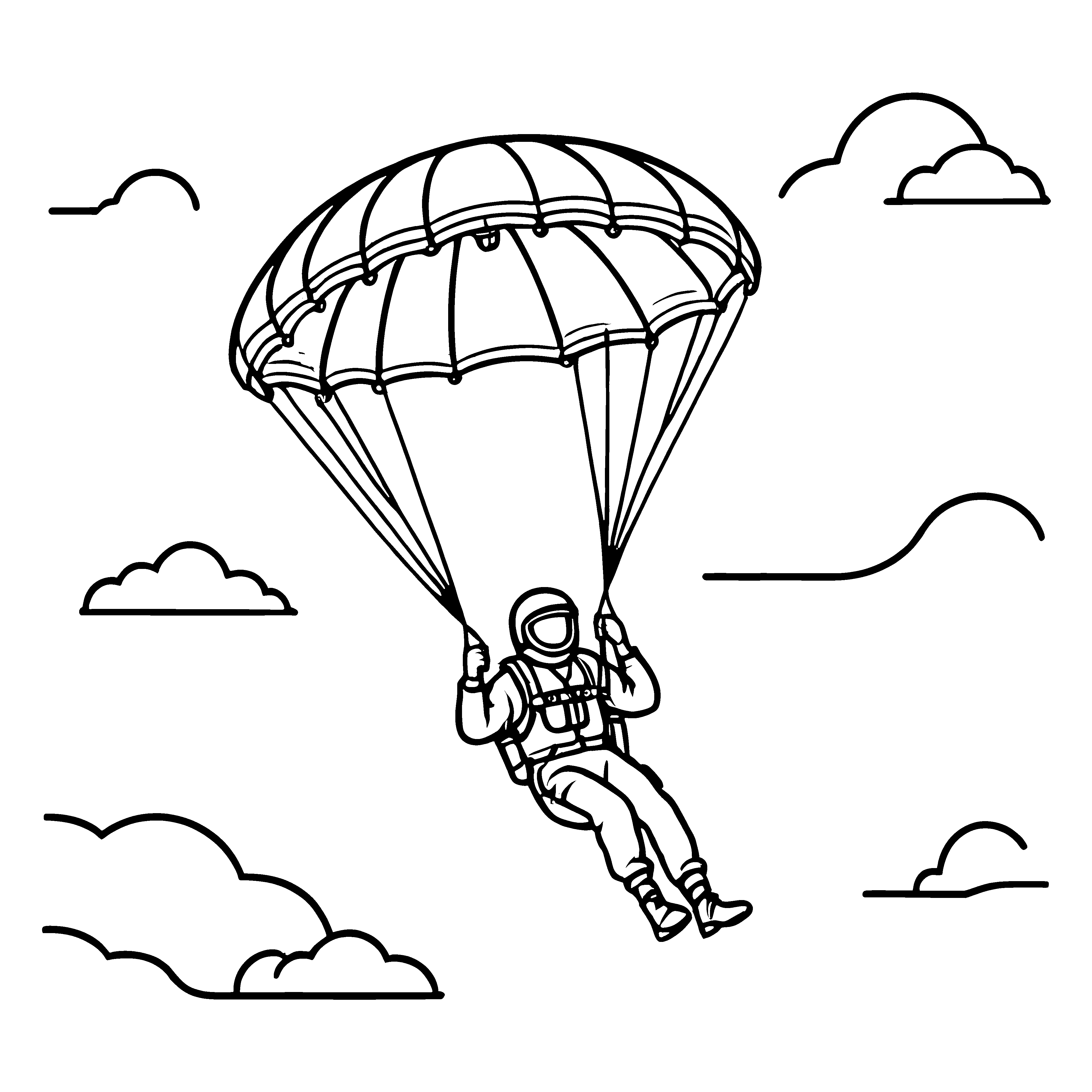 Schwebender Fallschirmspringer in wolkenlosem Himmel Malbild für wagemutige Entdecker