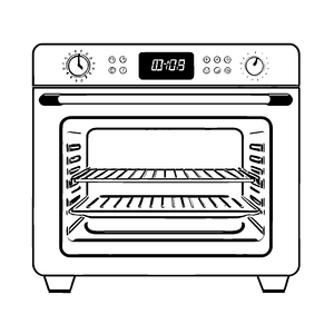 Moderne Backofen mit präziser Zeitanzeige Ausmalvorlage für kleine Küchenzauberer