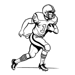 Rasanter American Football Spieler mit Ball Malvorlage für mutige Spielstrategen