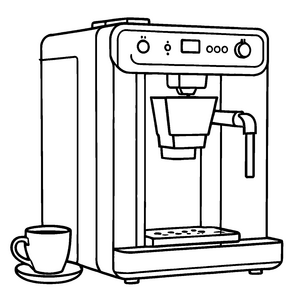 Espressomaschine mit köstlicher Tasse Kaffee Malvorlage für fantasievolle Genussfreunde