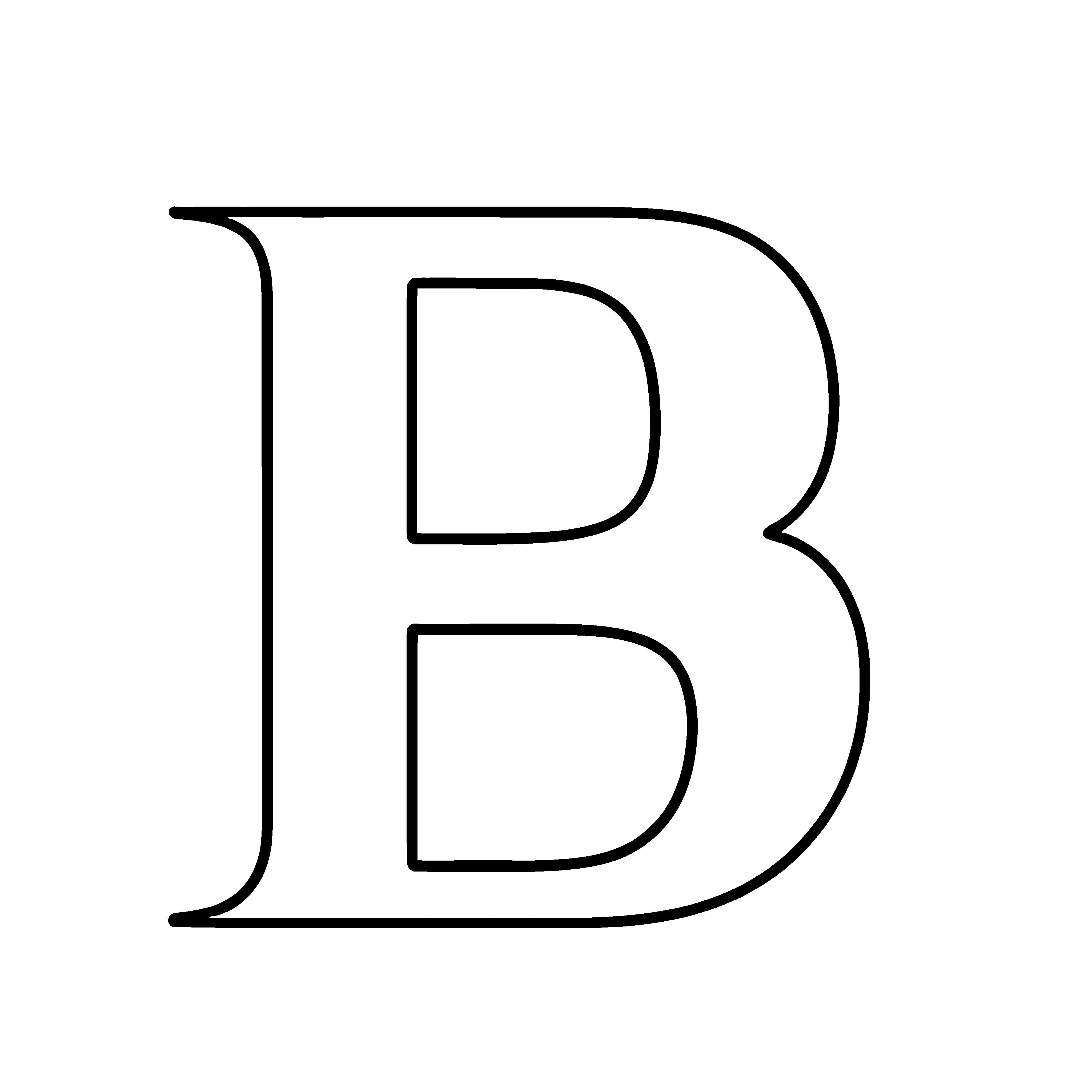 Schicker Buchstabe B in grafischem Schwarz-Weiß-Look Ausmalbild für fantasievolle Wortakrobaten