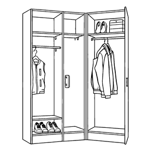 Stylischer Kleiderschrank mit praktischen Sportschuhen Ausmalmotiv für kreative Ordnungskünstler