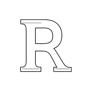 Magischer Buchstabe R im fantasievollen Stil Ausmalbild für kleine Schriftzauberer