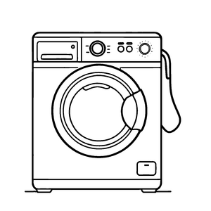 Moderne Waschmaschine mit bunten Wäschezeichen Malvorlage für clevere Wäscheabenteurer