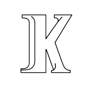 Lebhafter Buchstabe K in ansprechender Ausmalvorlage für einfallsreiche Wortkünstler