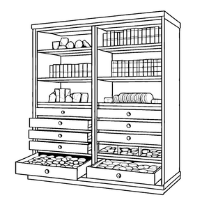 Leckere Kuchen auf dem Sammelschrank Malvorlage für süße Entdecker