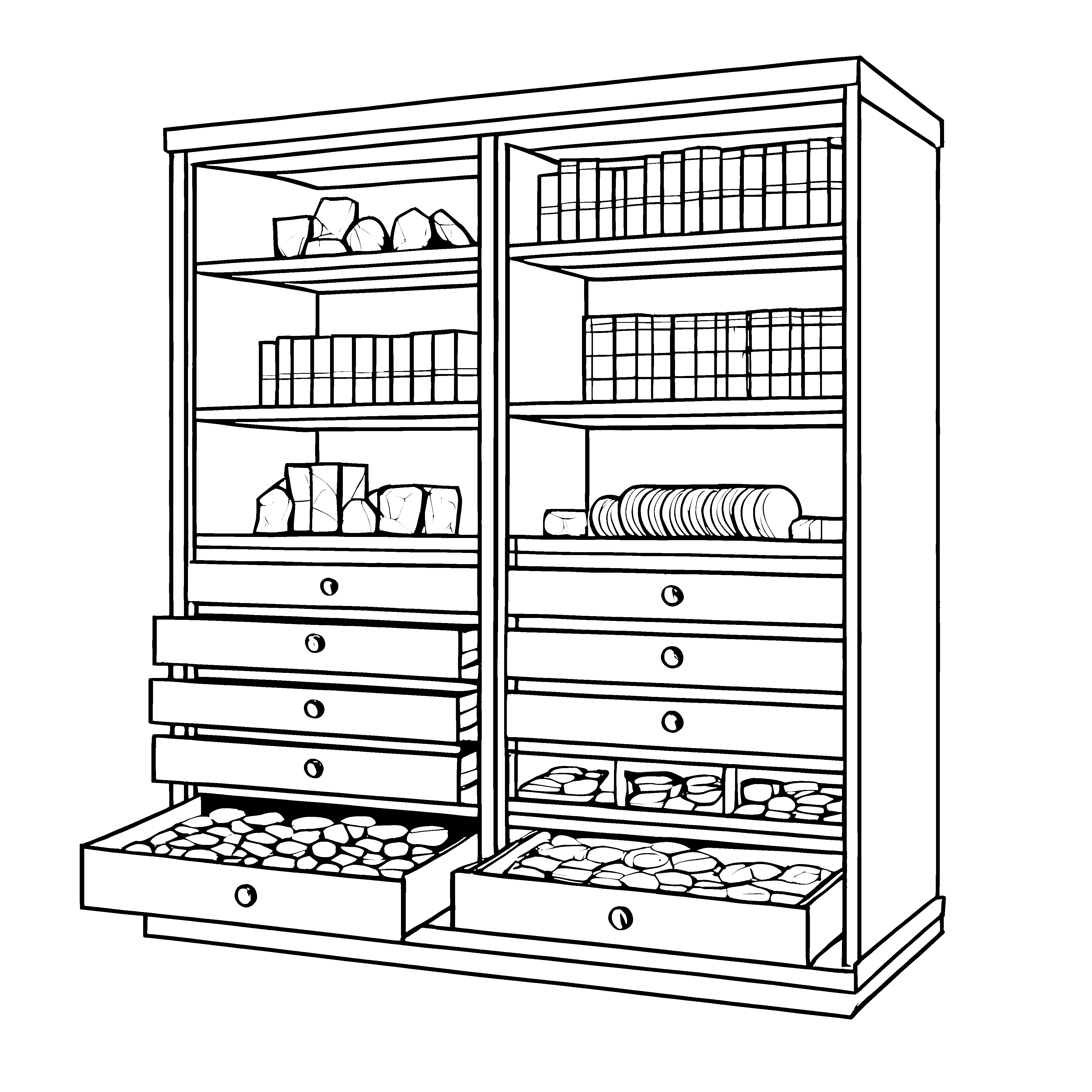 Leckere Kuchen auf dem Sammelschrank Malvorlage für süße Entdecker