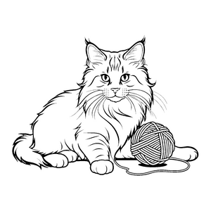 Flauschige Maine Coon Katze mit Wolle für kreative Tierkünstler