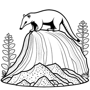 Bezaubernde Ameisenbär Jungtiere auf felsiger Anhöhe Ausmalmotiv für kleine Abenteurer