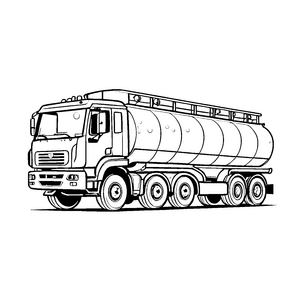 Faszinierender Tanklastwagen mit beeindruckender Form Malvorlage für abenteuerlustige Jungs und Mädchen